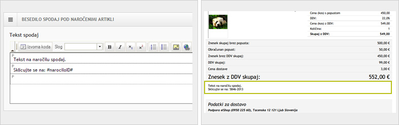 Navodila elShop spletna trgovina - Tekst na naročilu spodaj